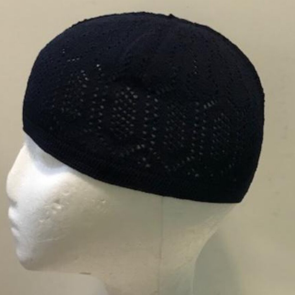Turkish Knit Cotton Kufi Mercan Skull Cap Navy Blue